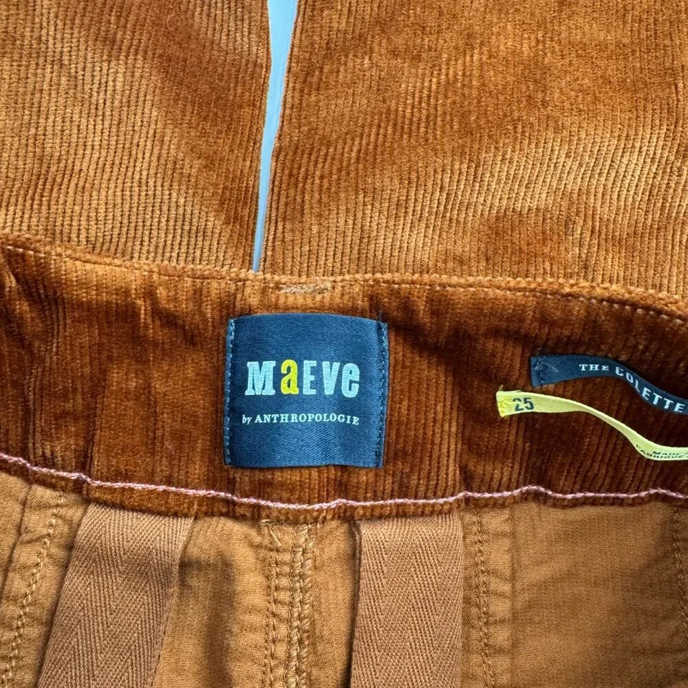 Anthropologie Maeve The Colette Corduroy Crop Wide-Leg Pants Size 25 - Picture 7 of 14